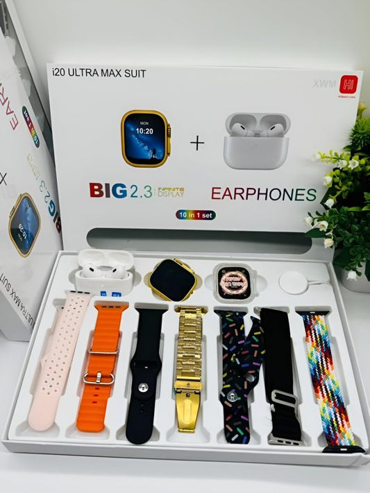 I20 Ultra Max Suit Smart Watch | 10 in 1 Box With AirPods Pro 2